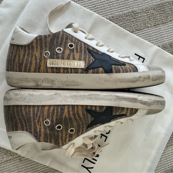 Golden Goose Zebra Stripe Sneakers with Black Star Superstars - Picture 4 of 7